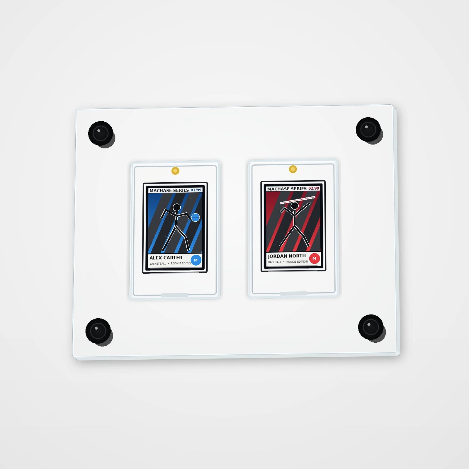 WALL/02 Two Card Horizontal clear acrylic wall display shown with example cards