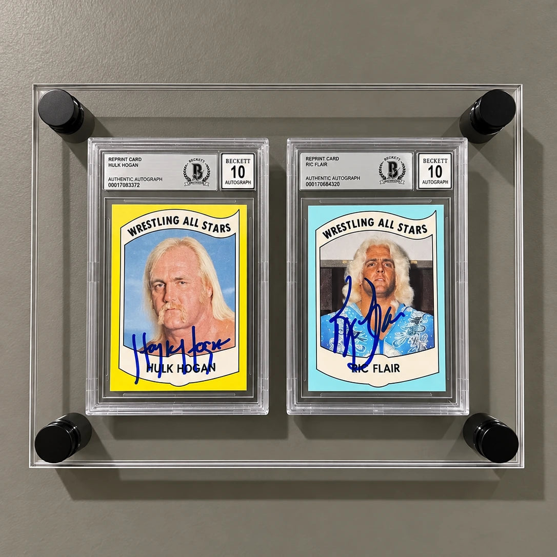 Real MACHASE WALL/02 acrylic display with two Beckett slabs